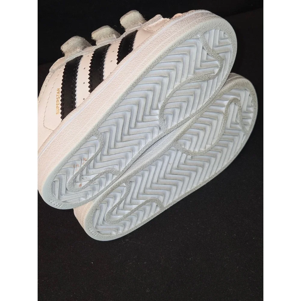 Adidas Superstar Kids White Black Hook Loop Strap Sneakers Shoes Toddler Size 5K